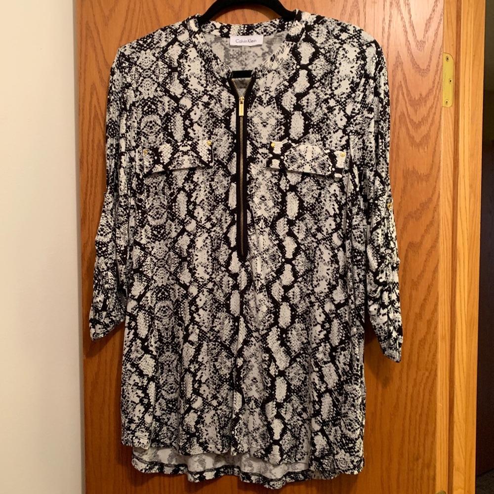 Snakeskin Print 3/4 Sleeve Blouse